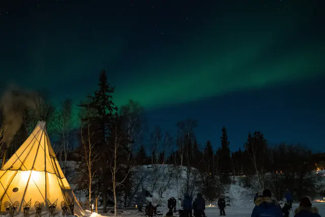 Aurora borealis in the night sky above Canada