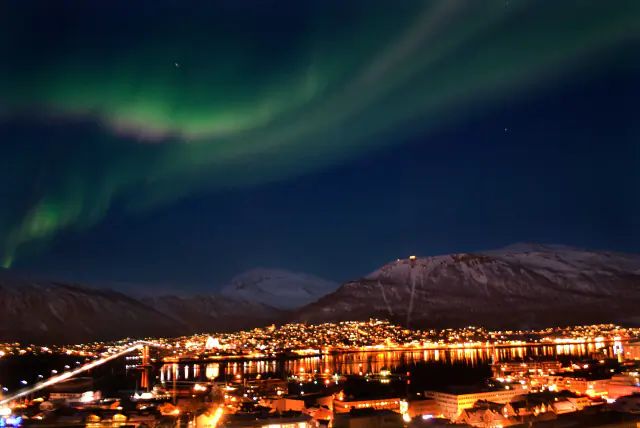 Aurora borealis in the night sky above Norway