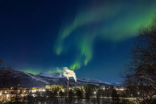 Aurora borealis in the night sky above Norway