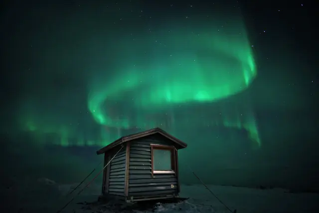 Aurora borealis in the night sky above Sweden
