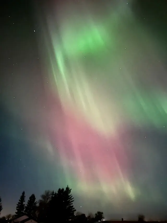 Aurora borealis in the night sky above Finland