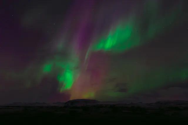 Aurora borealis in the night sky above Finland