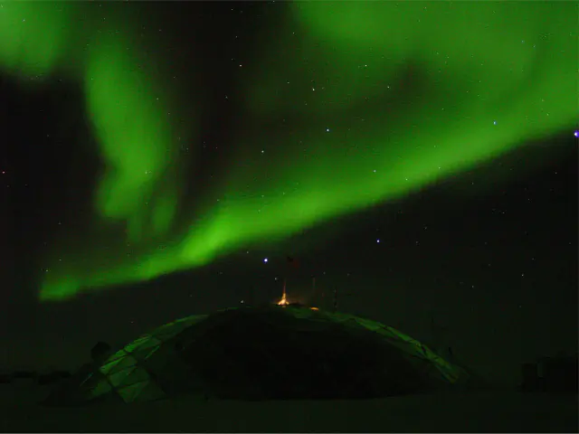 Aurora borealis in the night sky above Iceland
