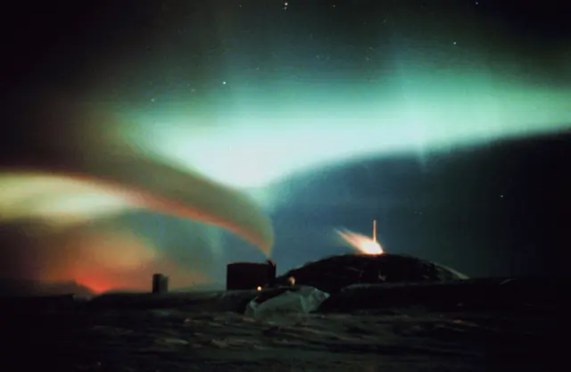 Aurora borealis in the night sky above Iceland