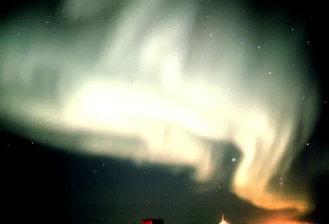Aurora borealis in the night sky above Finland