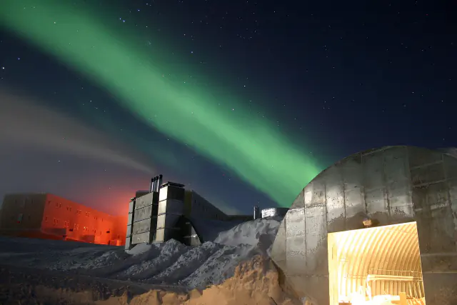 Aurora borealis in the night sky above Finland