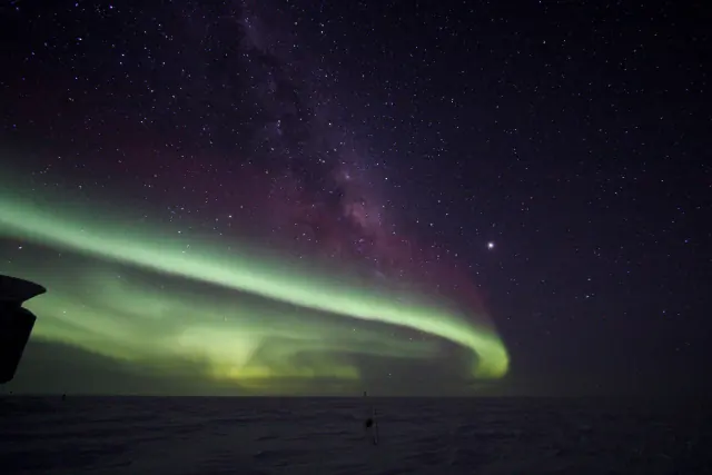 Aurora borealis in the night sky above Iceland