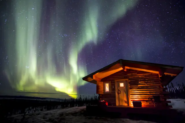 Aurora borealis in the night sky above Norway