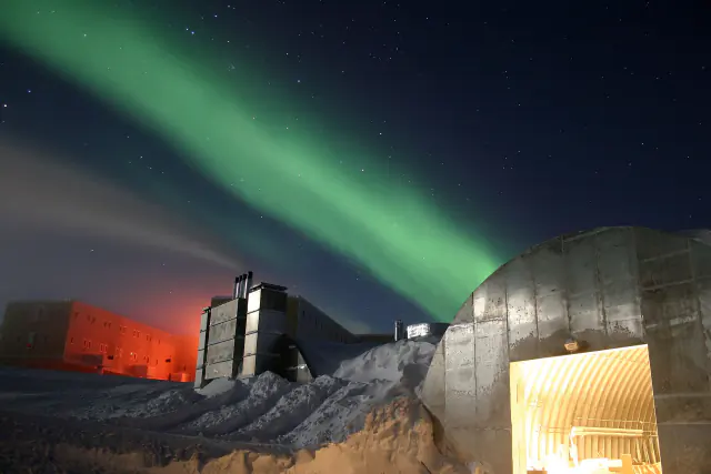 Aurora borealis in the night sky above Finland