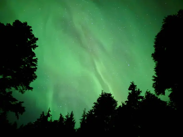 Aurora borealis in the night sky above Finland