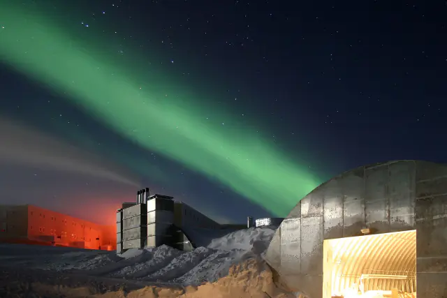 Aurora borealis in the night sky above Finland