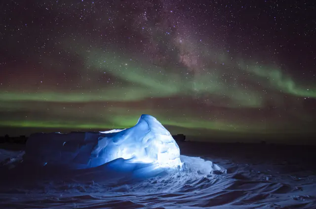 Aurora borealis in the night sky above Finland